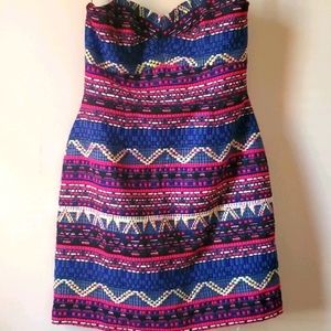 Ladies multi colored unique halter dress size 6